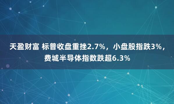 天盈财富 标普收盘重挫2.7%,小盘股指跌3%,费城半导体指数跌超6.3%